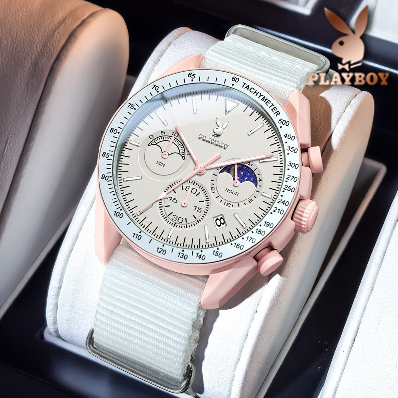 花花公子品牌正品新款学生潮流ins风表带女款机械表防水夜光十大
