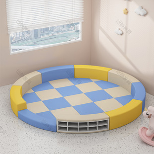 儿童游玩区圆形弧形软体防撞围挡室内游乐区海洋球池软包围栏坐凳