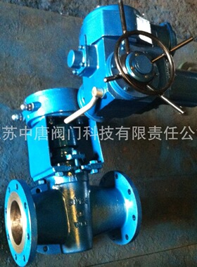 X944H-16C电动三通法兰旋塞阀 硬密封钢制 X944W三通式法兰旋塞阀