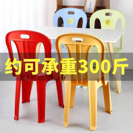加厚塑料靠背椅防滑成人客厅家用矮茶几靠椅餐椅结实餐厅皮纹凳子