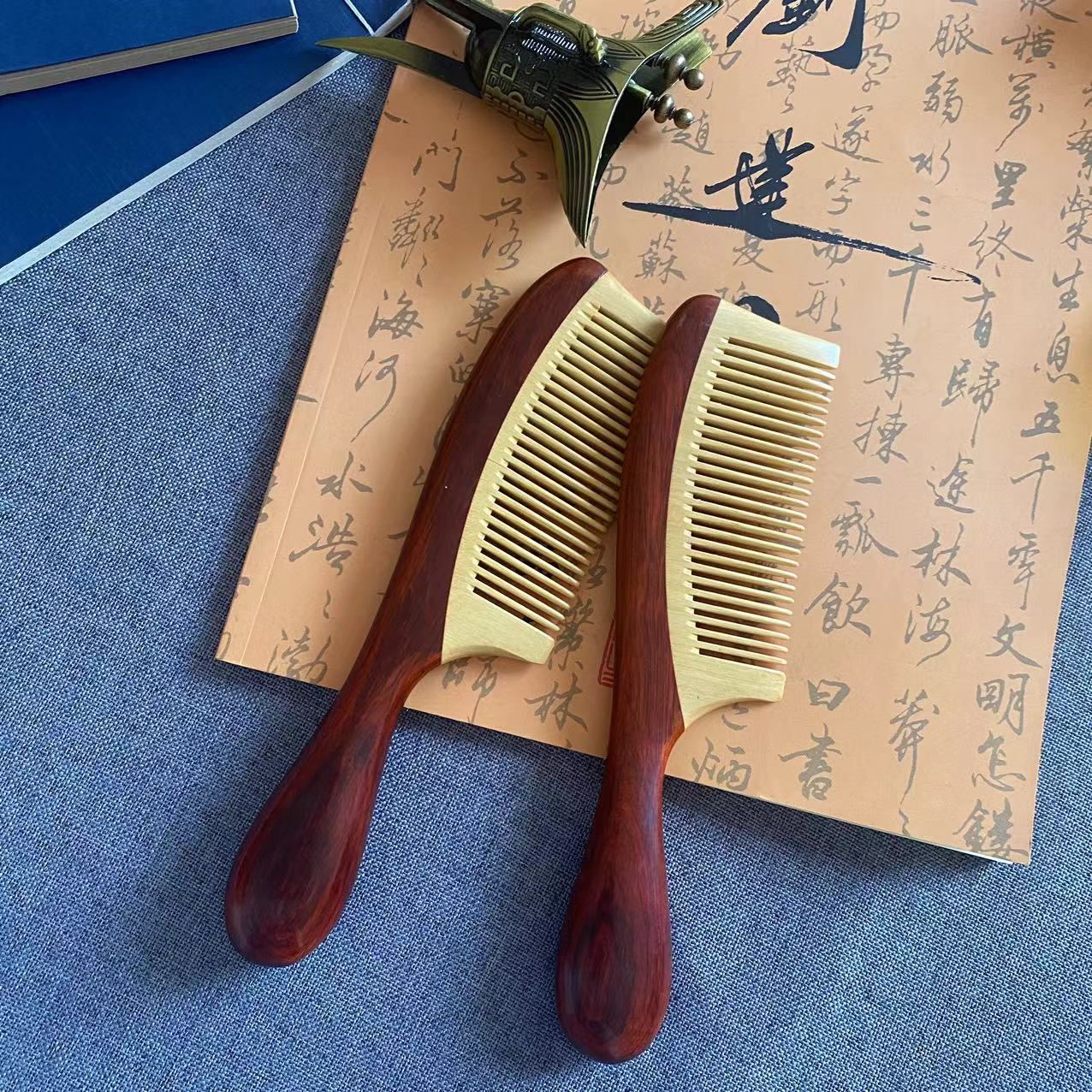 黄杨木梳女士无漆家用檀木按摩梳非牛角梳套装 梳子