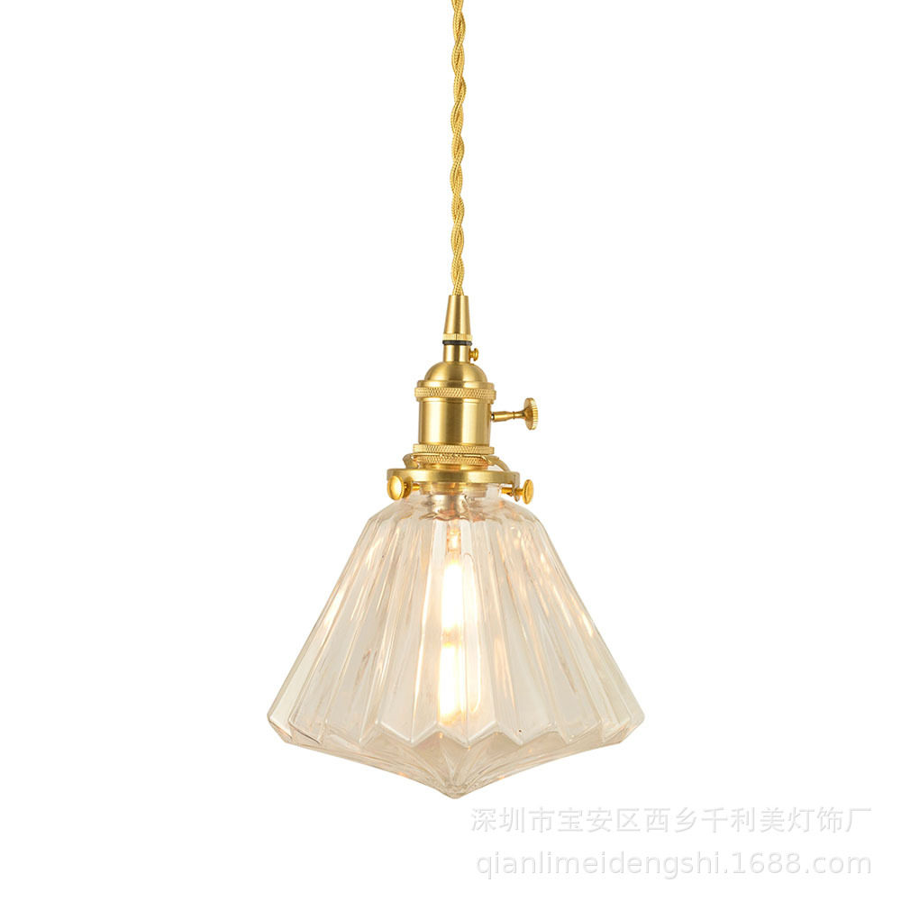 现代时尚吧台餐厅床头吊灯创意饭厅灯具个性钻石玻璃吊灯迷你型