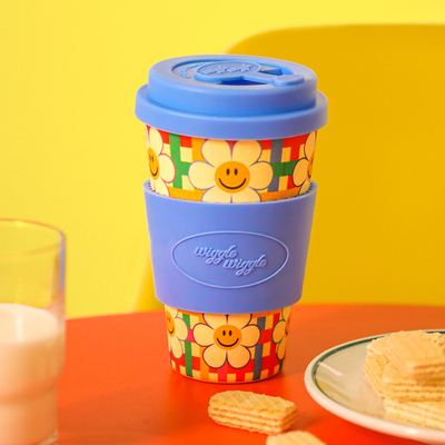 wiggle wiggle水杯办公室带盖子颜值吸管竹粉杯子咖啡随行杯可降