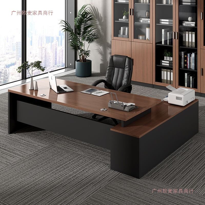 老板办公桌总裁桌加厚高级现代简约办公桌二合一带抽屉台式电脑桌