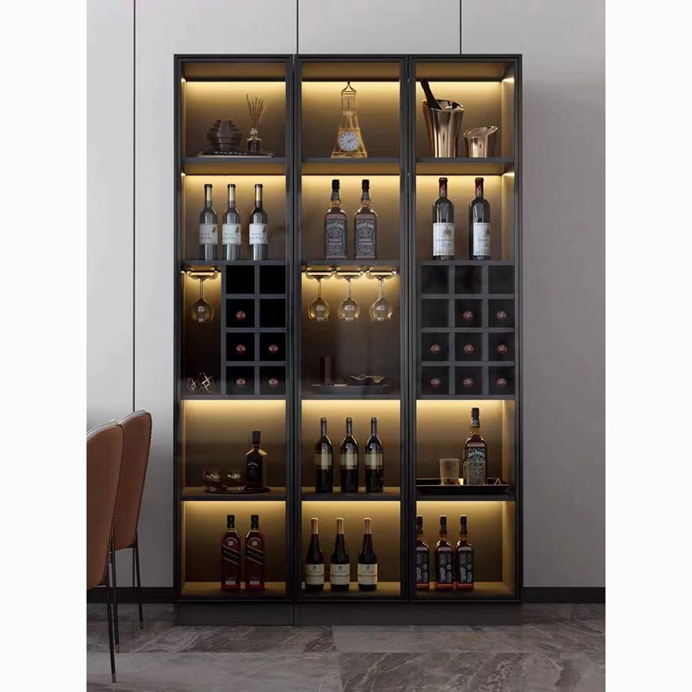 实木酒柜高柜一体靠墙现代轻奢客厅餐厅餐边柜家用茶水收纳储物柜