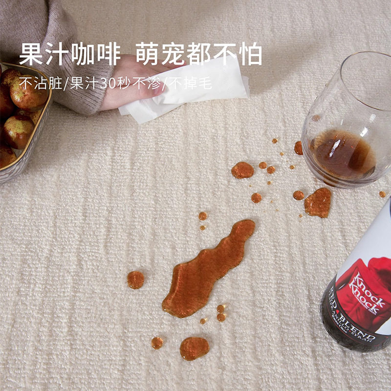 白月光防水抗污地毯客厅高级轻奢奶油风免打理沙发茶几卧室地垫子