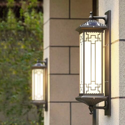 户外壁灯花园别墅室外防水太阳能庭院灯阳台过道门柱灯中式风格