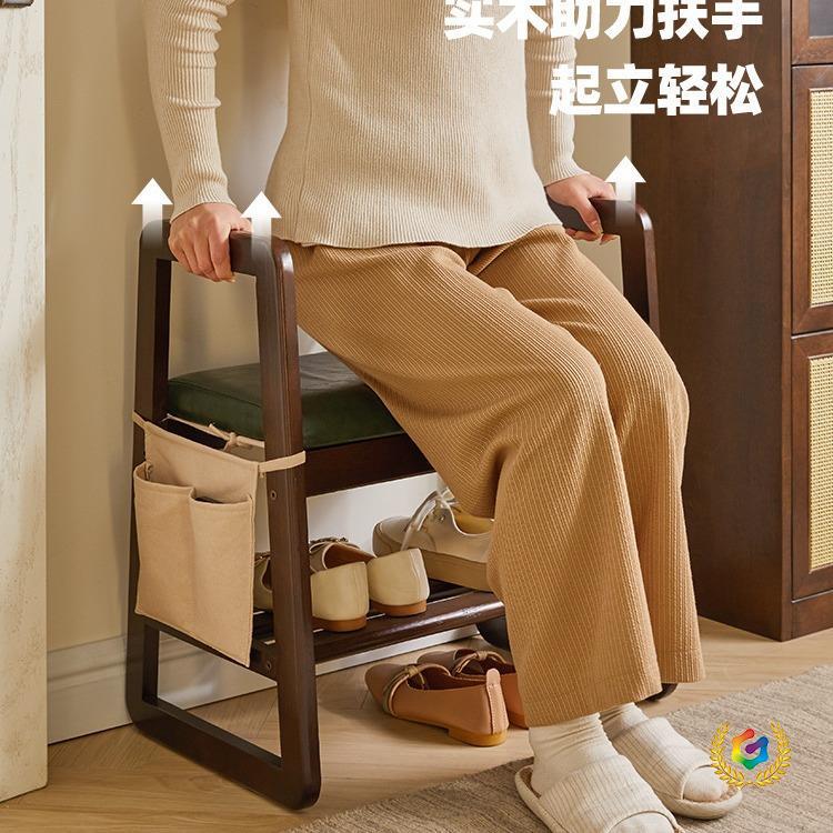 ?实木换鞋凳门口带扶手穿鞋凳入户可坐坐凳玄关凳子老人换鞋