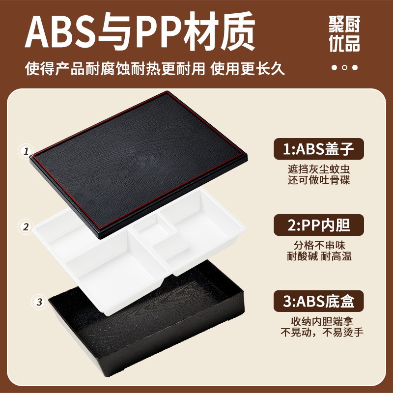 商务会议学校接待领导4S店专用餐盒PP内胆便当盒饭盒分格餐盘套装