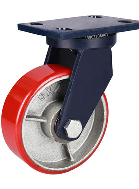 超重型脚轮456810寸承重铸铁心聚氨酯万向轮12寸吨位万向刹车脚轮