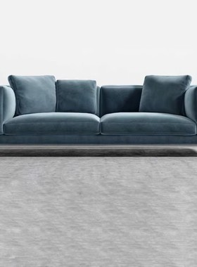 后现代丝绒沙发轻奢ins风金属藏青黄色双3座北欧布艺可拆洗软沙发