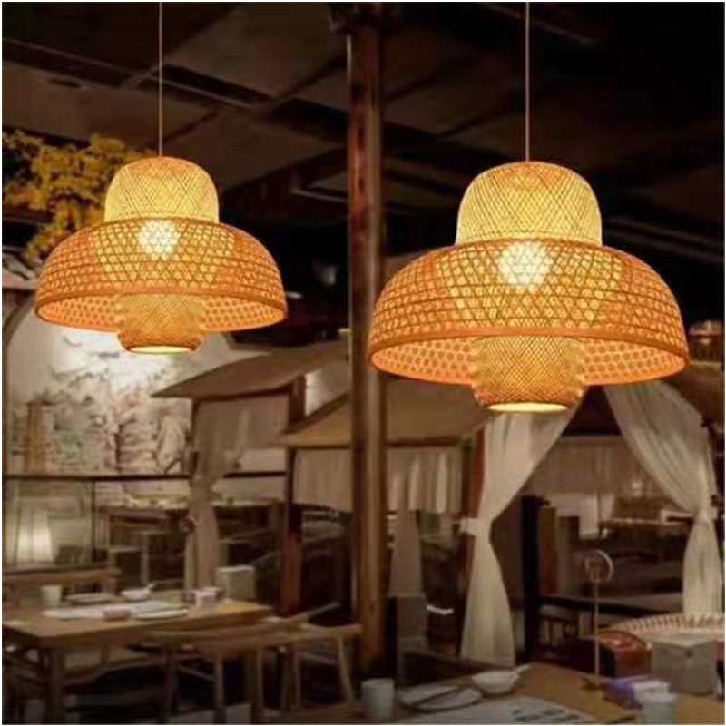 东南亚风格灯具仿古农家乐竹艺灯笼竹编吊灯新中式客厅卧室书房灯