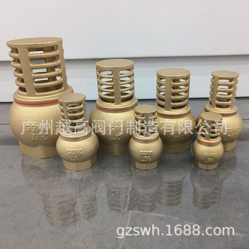 黄铜水泵底阀1寸2寸立式单向过滤逆止阀水泵深井底阀