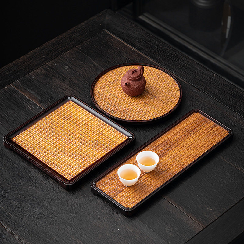 重竹干泡台托盘竹制席面竹席茶托壶承家用小号茶盘餐盘日料蛋糕盘