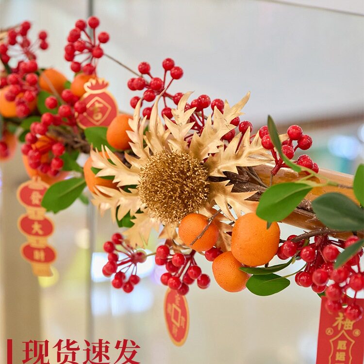 2026新年藤条装饰加密春节挂饰马年楼梯扶手挂件门头场景布置用品