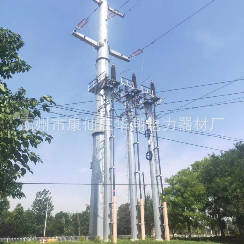 华翔18米电力钢杆220kv基础地基施工热镀锌电线杆生产