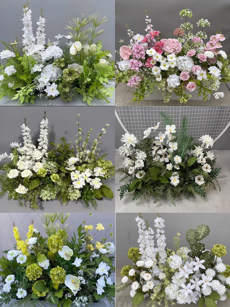 仿真花森系地排花千代兰婚庆背景布置T台路引花订婚花艺摆件花排