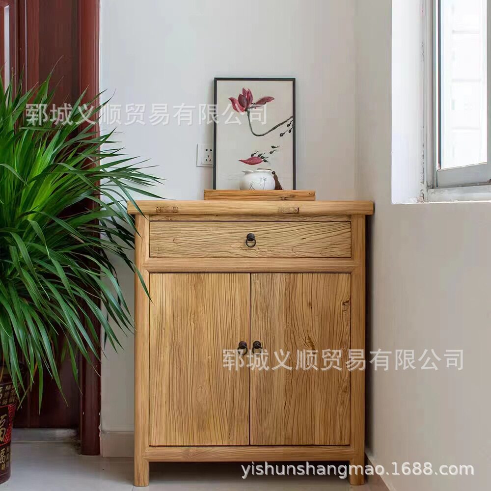 榆木明清古典酒柜老餐实木边柜储物柜玄关柜门厅柜子榆木板厨房柜