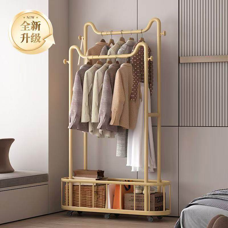 衣架落地立式挂衣架移动带轮家用晾衣架轻奢客厅网红简易衣帽架