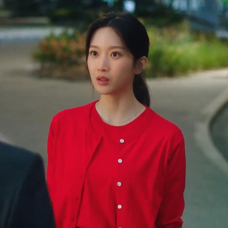 那家伙是黑炎龙白秀贞同款文佳英红色毛衣针织开衫外套女上衣春夏