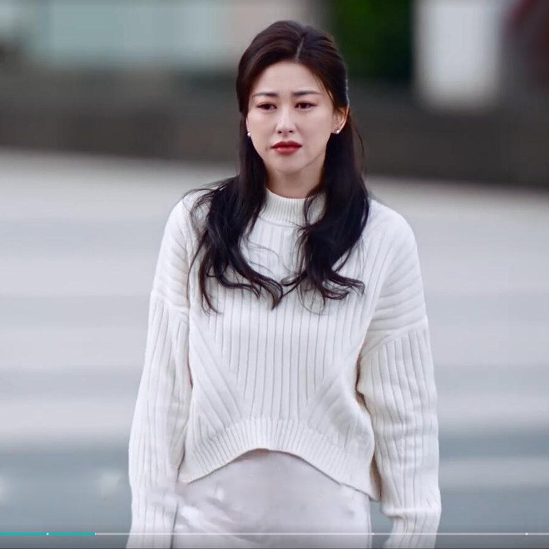 许蜜语纪同款朱珠白色半高领毛衣针织衫女上衣宽松春秋季新款2026