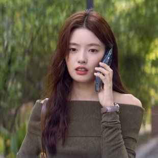 爱你沈惜凡同款徐若晗咖啡色一字领毛衣针织衫露肩打底衫上衣春秋