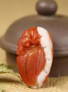 保山南红玛瑙蝙蝠莲蓬挂件