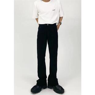 美式 男女高街款 clean 纯色百搭长裤 fit水洗夜幕黑微喇叭牛仔裤