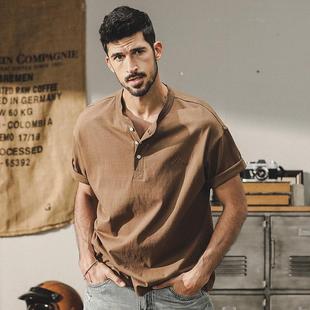 t恤男短袖 潮牌POLO衫 杰雷诺硬汉美式 夏季 帅气古着经典 复古亨利衫