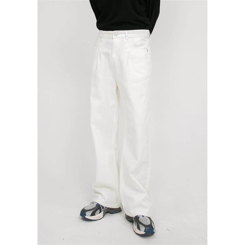 M7 美式直筒宽松白色牛仔裤男女春秋款复古垂感韩版百搭潮流休闲