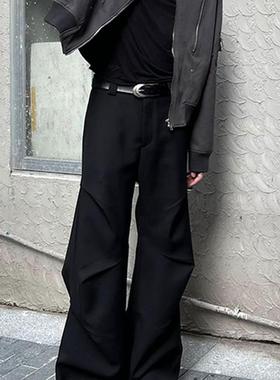 DM Tenacious cleanfit小众设计感褶皱宽松休闲阔腿微喇拖地裤男