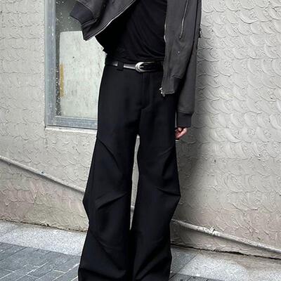 DM Tenacious cleanfit小众设计感褶皱宽松休闲阔腿微喇拖地裤男