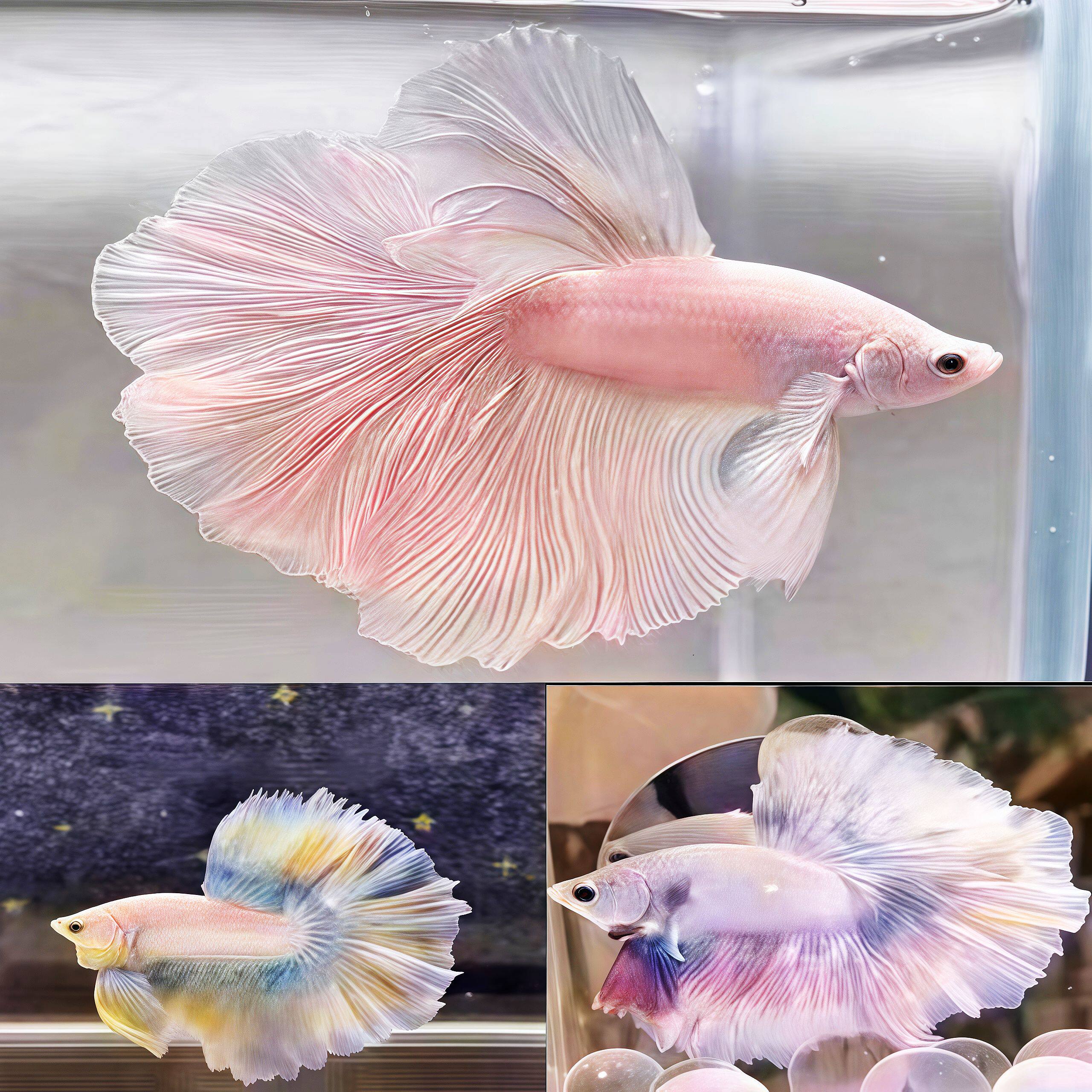 赛级斗鱼泰国宠物热带仙女婚纱好养耐活小型鱼纯白半月桌面观赏鱼