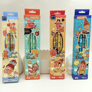 新款星星人文创带橡皮可爱卡通2B无毒铅笔小学生专用书写绘画12支