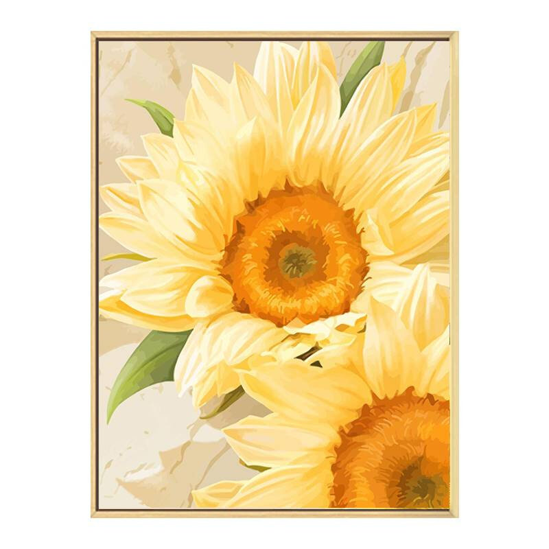 新品向日葵太阳花数字油画diy填充涂色手工绘治愈花卉丙烯油彩装