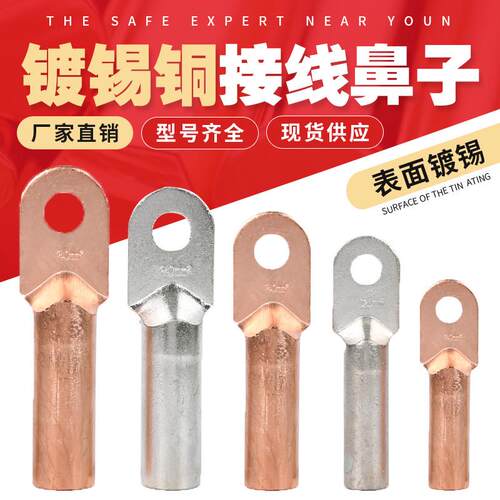 铜鼻子厂标DT铜接线端子镀锡铜线耳铜接头10 25 35 70 95平方国标
