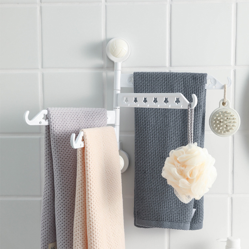 多功能旋转毛巾架壁挂无痕浴巾抹布收纳沥水置物架晾晒挂钩送夹子