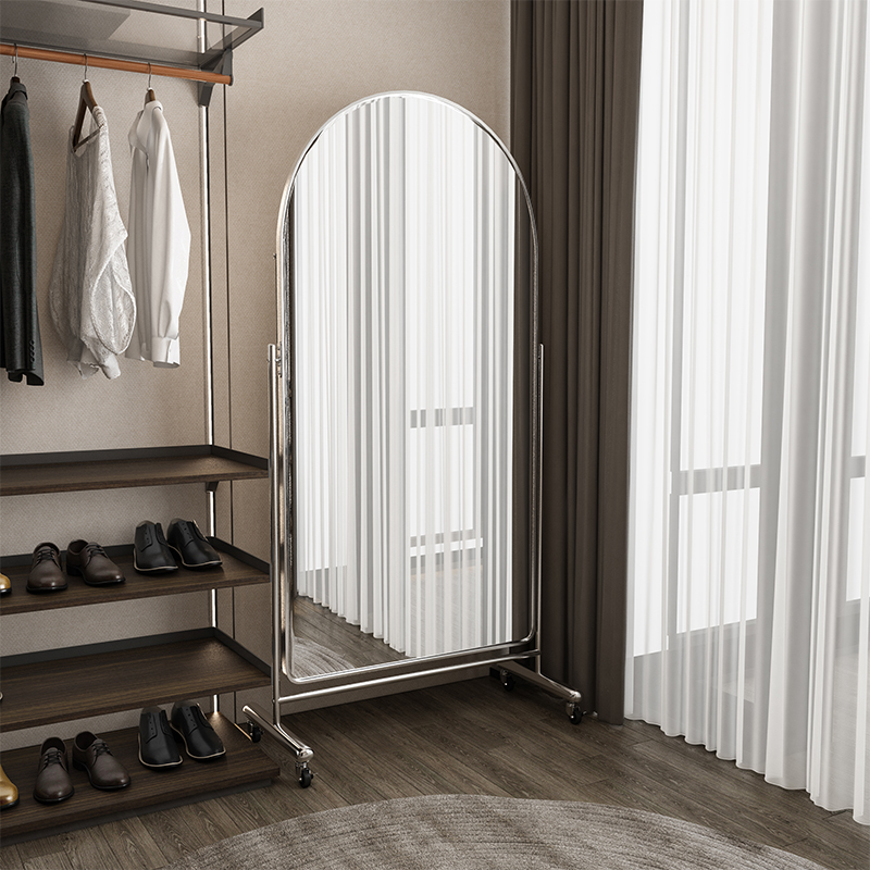 可移动全身镜落地镜显高显瘦穿衣镜专用跳舞镜子带轮服装店试衣镜