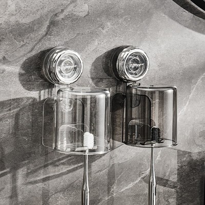 吸盘牙刷置物架刷牙杯卫生间电动壁挂式架子免打孔洗漱口杯子套装