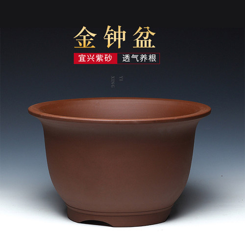 紫砂花盆陶瓷精品金钟盆景盆栽大口径君子兰三角梅兰花专用紫砂盆