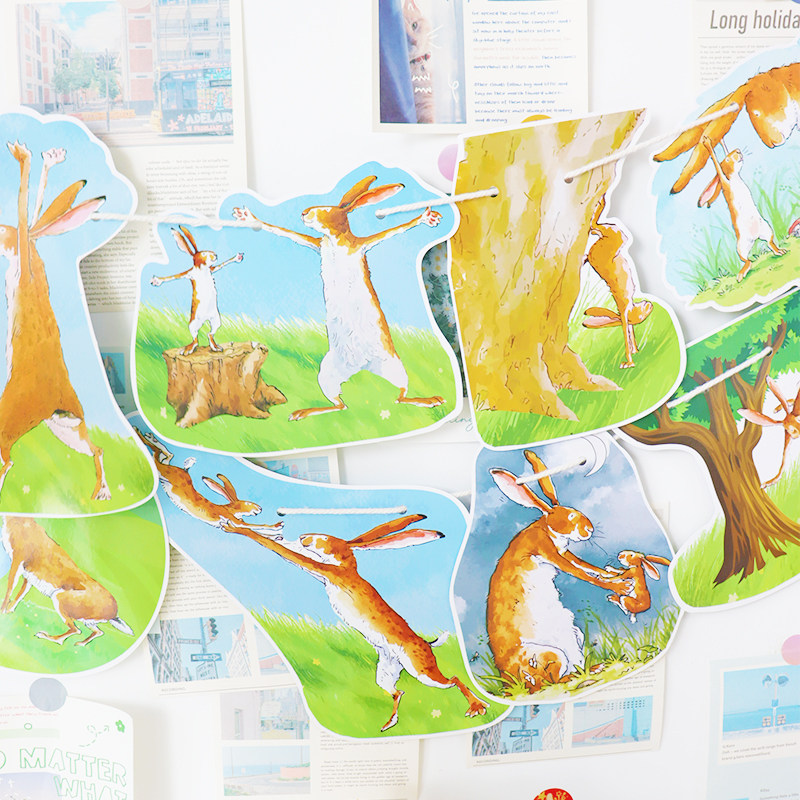 猜猜我有多爱你儿童绘本小彩旗教室布置装饰幼儿园环创氛围主题墙