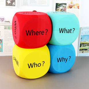 问题骰子教具英语阅读理解疑问词教师教具儿童扔色子游戏创意玩具