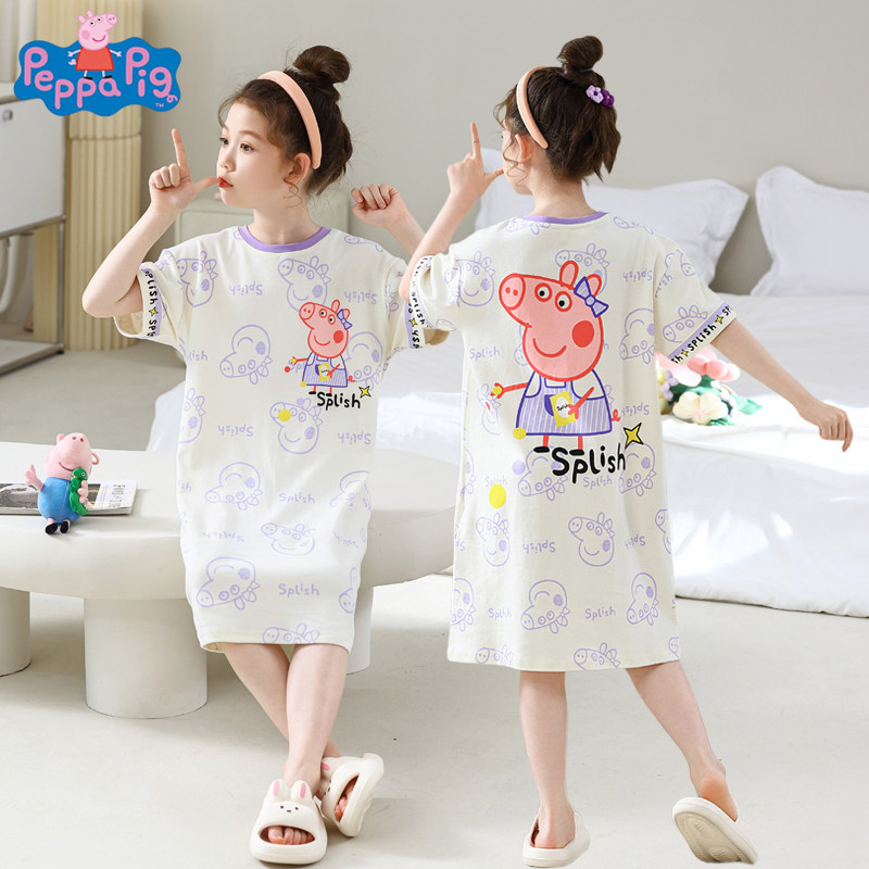 小猪佩奇女童春秋季薄款睡裙