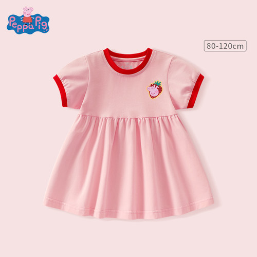 小猪佩奇女短袖夏季100%棉连衣裙