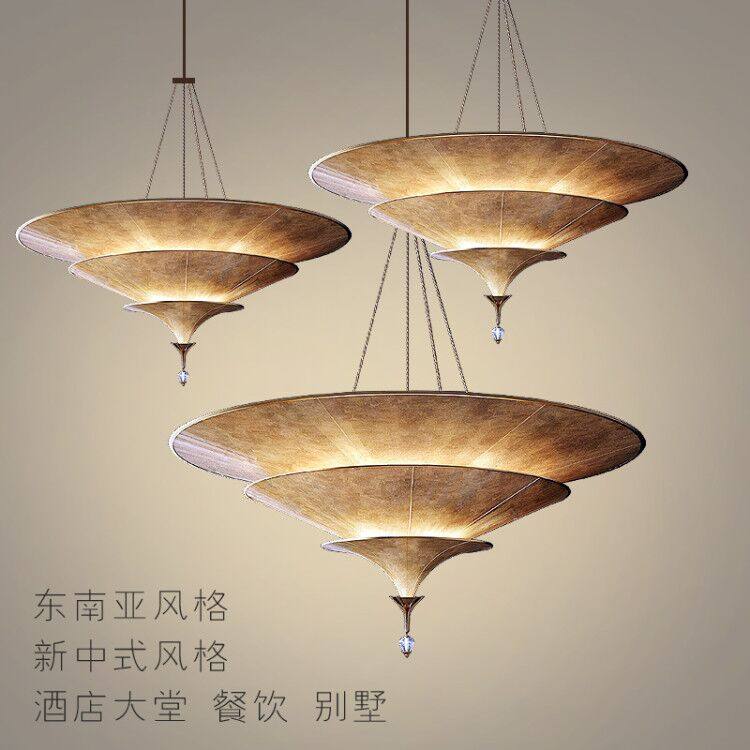 东南亚吊灯泰式吊灯伞形灯羊皮灯造型灯新中式挑空大厅楼梯间吊灯,家装灯饰光源,餐厅吊灯,淘宝优惠券,粉丝福利购,淘宝优惠卷