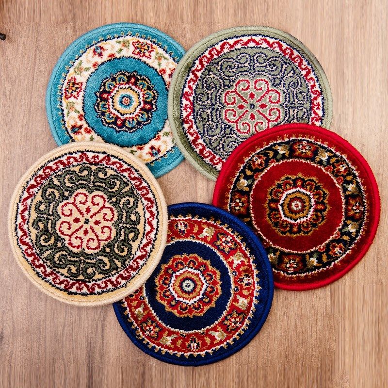 民族复古风蒙古图案杯垫手工毯子民宿酒吧饭厅酒店圆小号高档餐垫,居家布艺,餐垫,淘宝优惠券,粉丝福利购,淘宝优惠卷