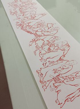 弘一法师李叔同 罗m汉卷 书画人物国画描红高清微喷仿古画芯装饰