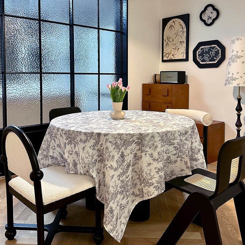 圆形圆桌桌布高级感法式氛围感2024新款家用茶几台布定制,居家布艺,桌布,淘宝优惠券,粉丝福利购,淘宝优惠卷