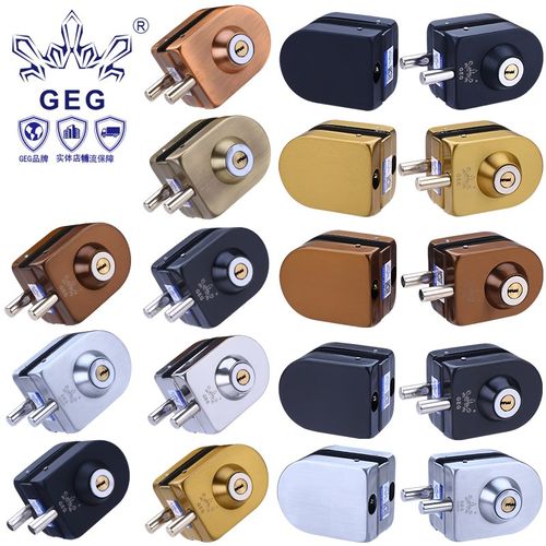 玻璃门锁双门单门免开孔商铺玻璃锁地锁推拉双开门锁具插销无框锁