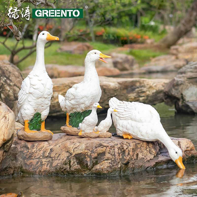花园庭院摆件户外农场院子草坪花缸装饰仿真动物鸭子发光鸭